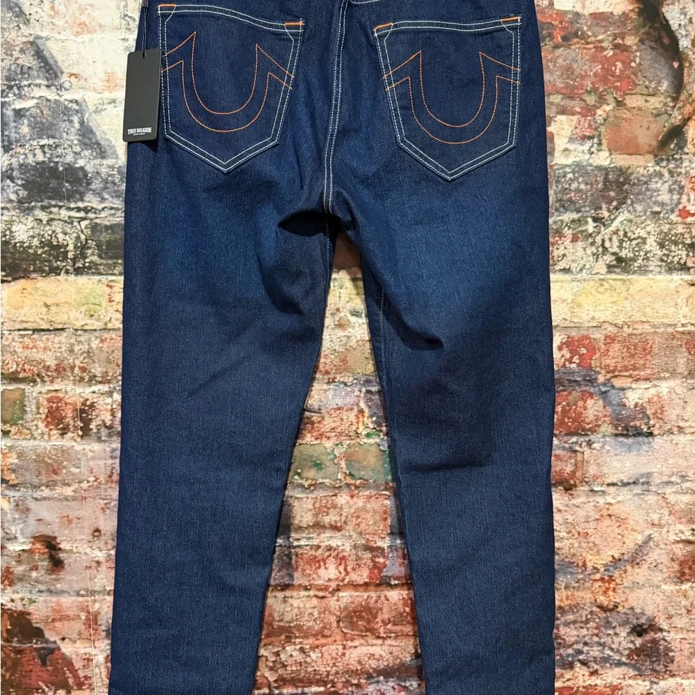 True Religion Dark Blue Jeans with Orange Accents - Picture 4 of 6